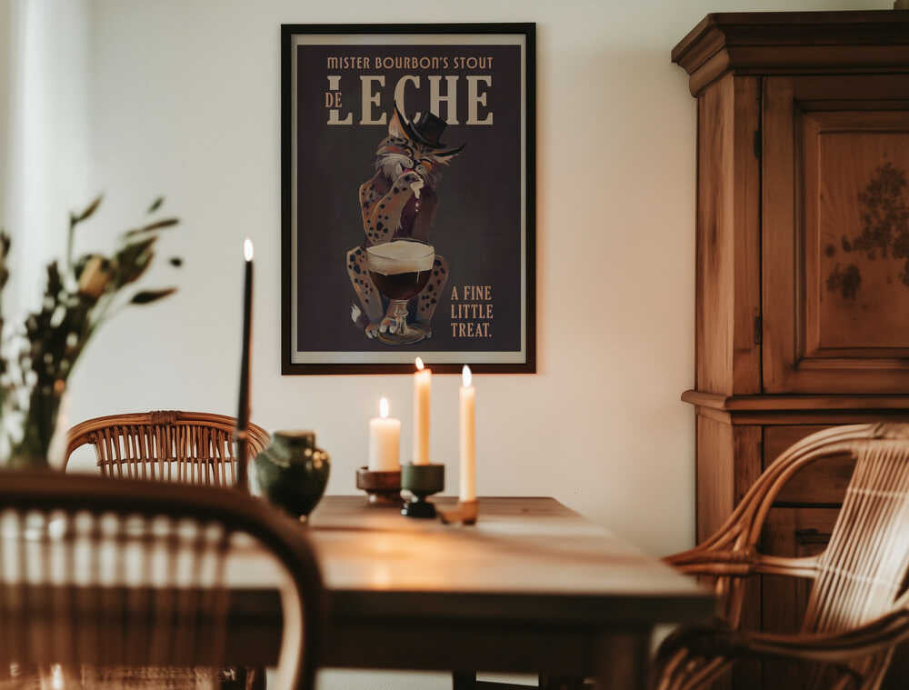 Bourbon De Leche Guinness Style Cat Art Poster