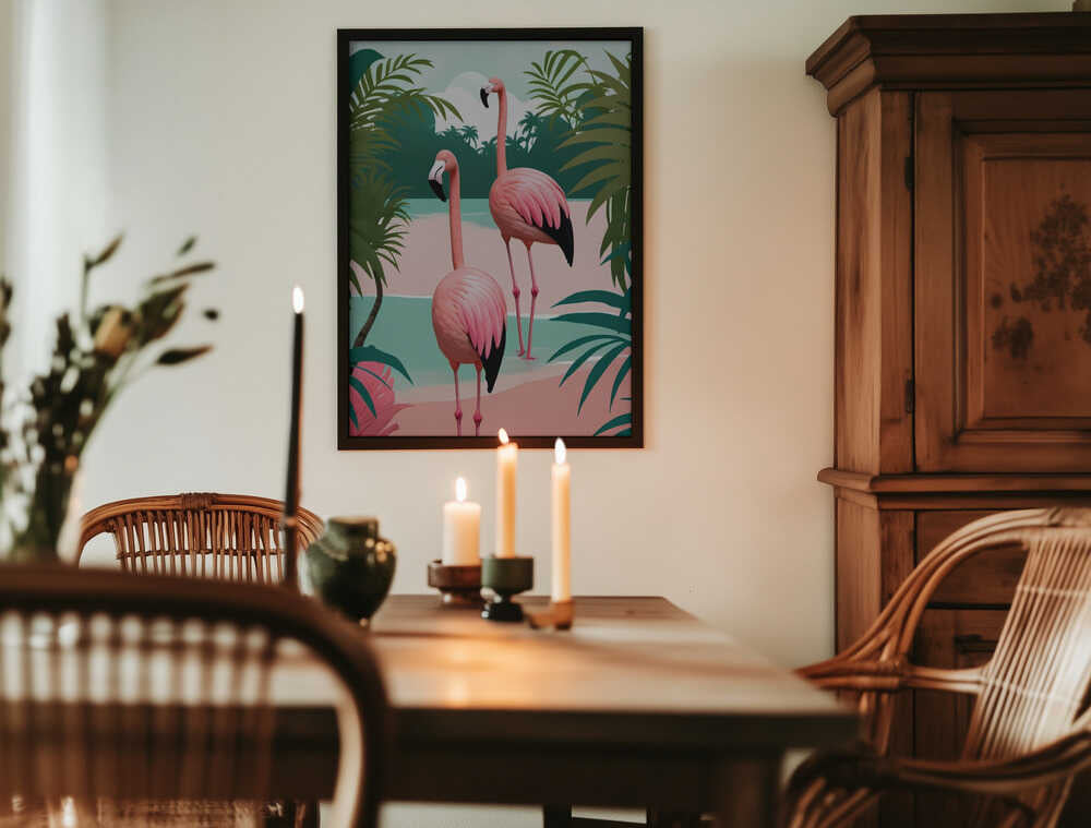 Tropical Flamingo Paradise Poster