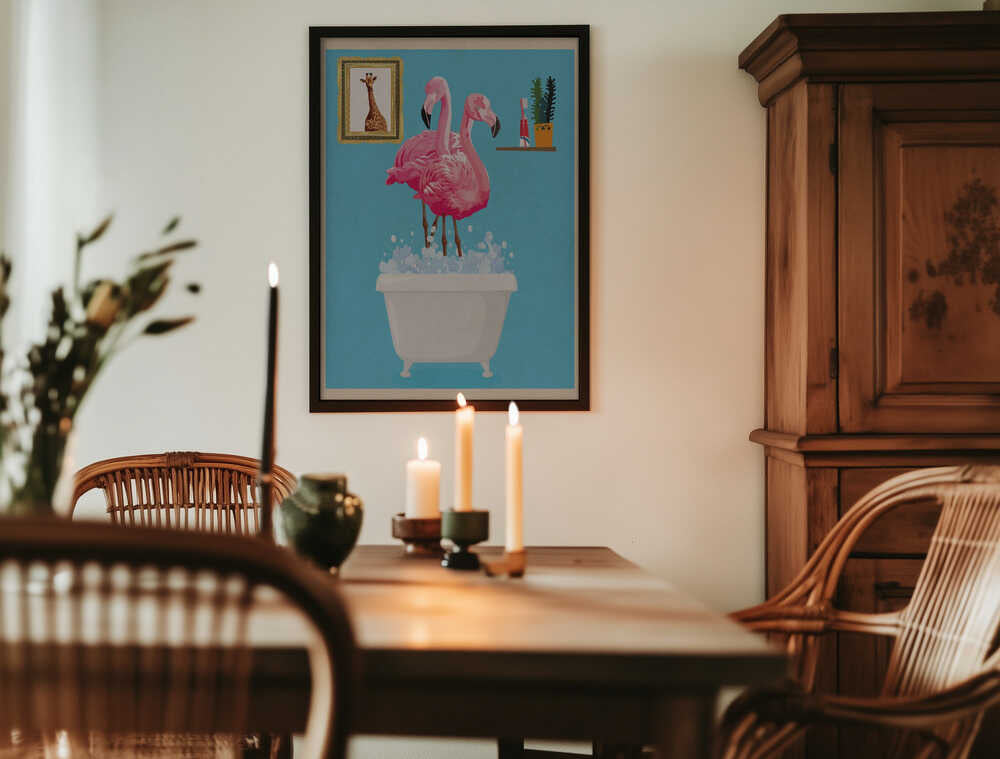 Flamingos In Bath Poster