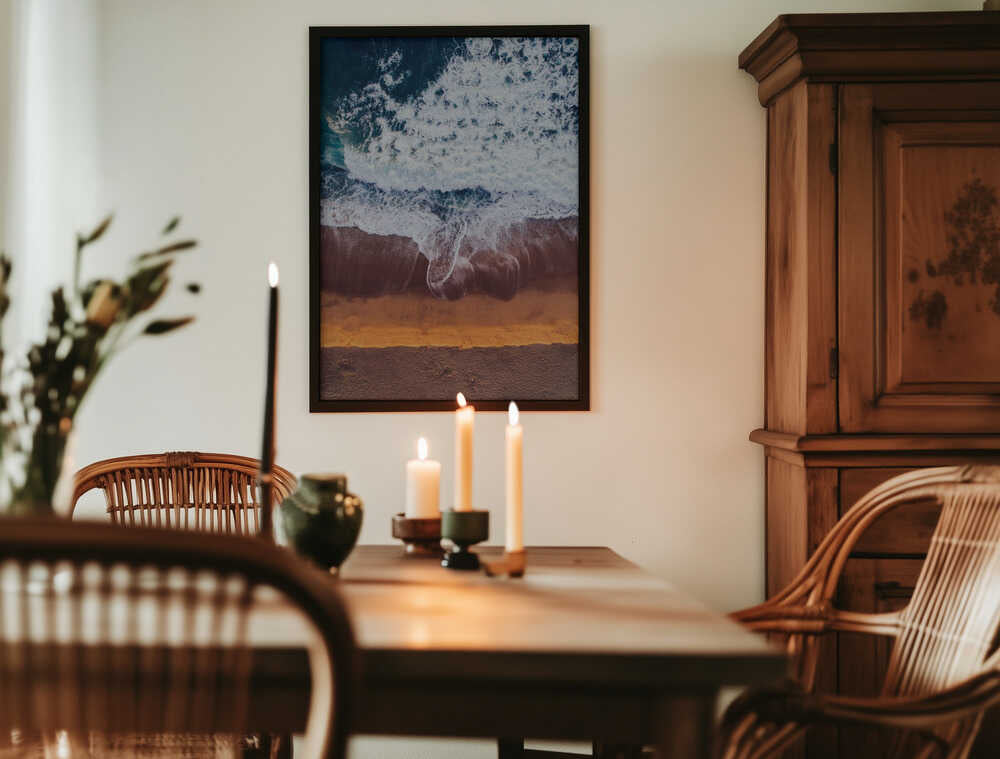 Beachscape With Waves Crashing Poster