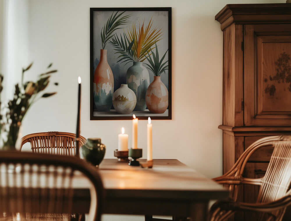 Tropical Vases In Watercolor Hues Poster
