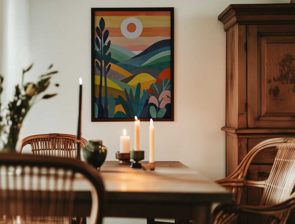 Sunrise Over Rolling Hills Poster