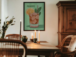 Negroni Cocktail With A V ibrant Orange Slice Poster