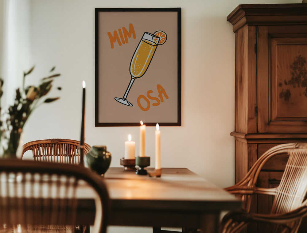 Illustration Of A Mimosa Cocktail Poster