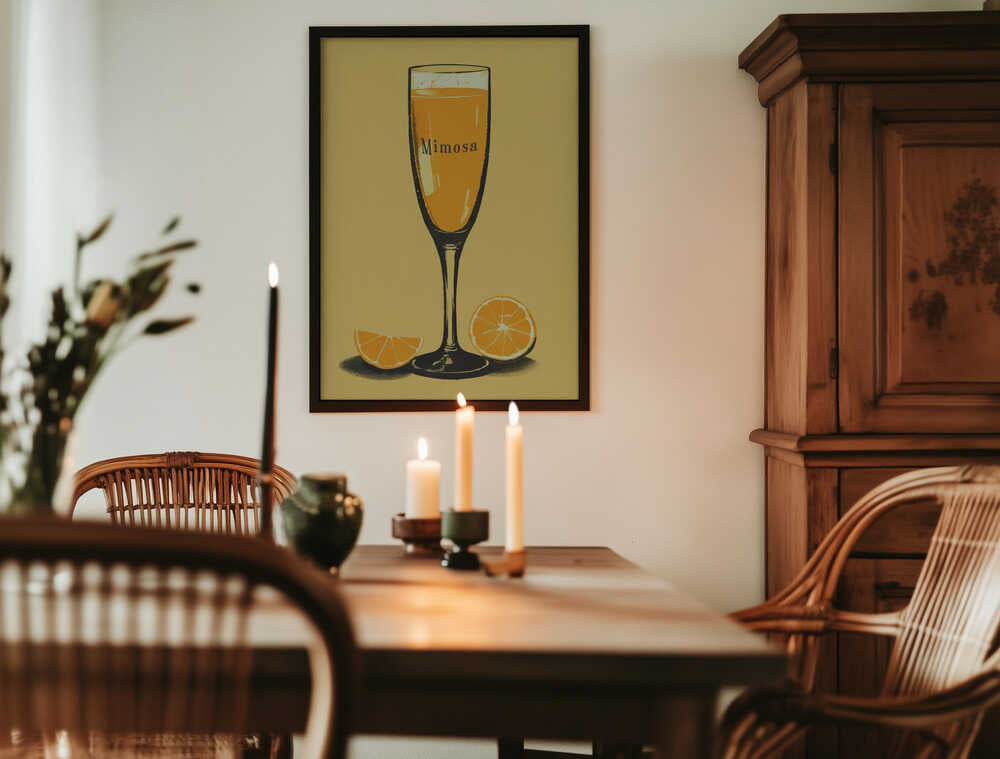 Illustration Of A Mimosa Cocktail Poster