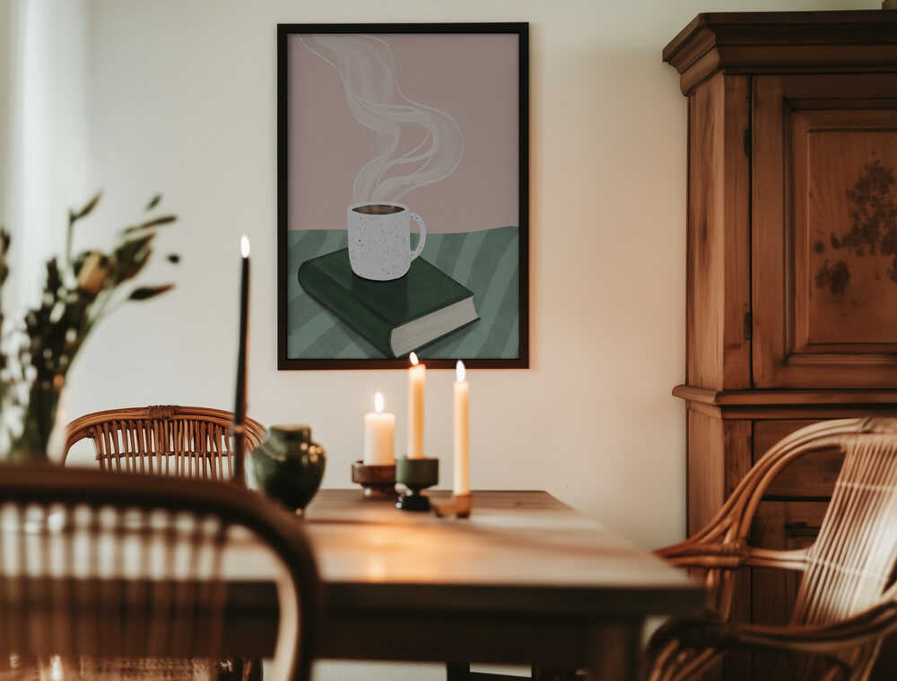 Coffee Cup on a Closed Book Poster