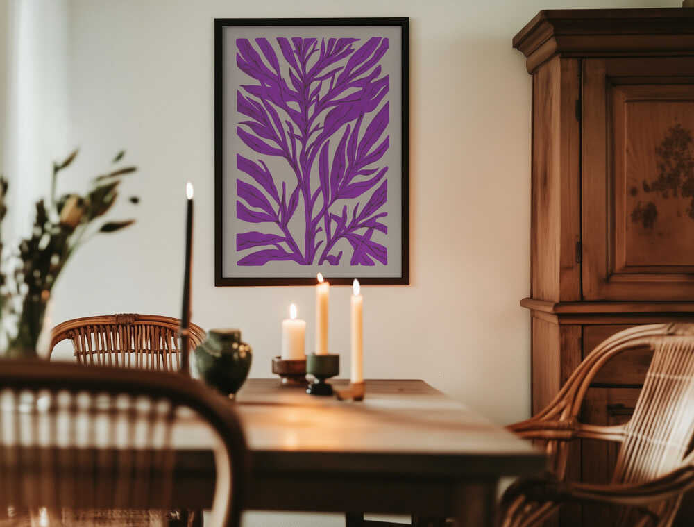 The Tree Branch with Purple Leaves Poster