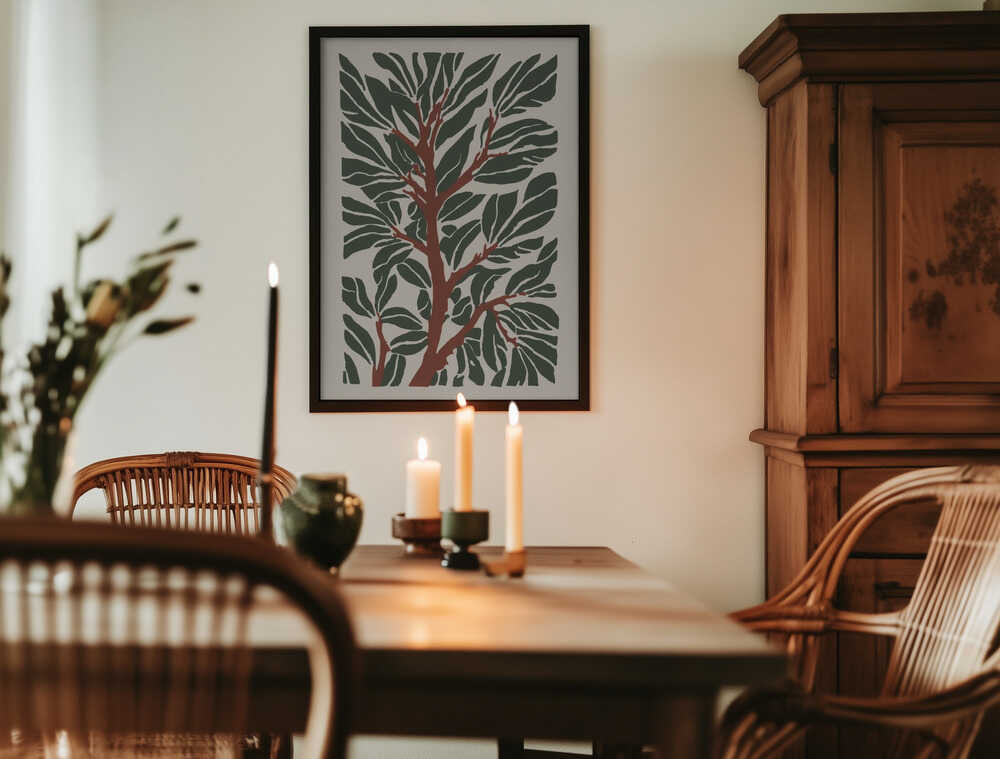 The Tree Branch with Green Leaves Poster