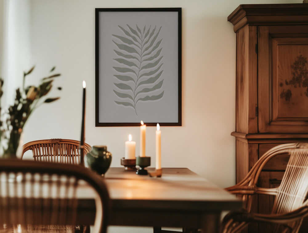 Olive Green Leaf Poster