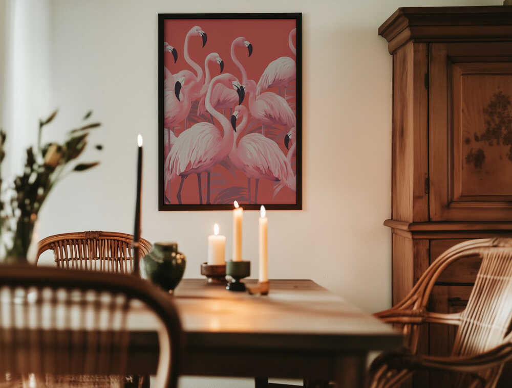 Vibrant Pink Flamingos Poster