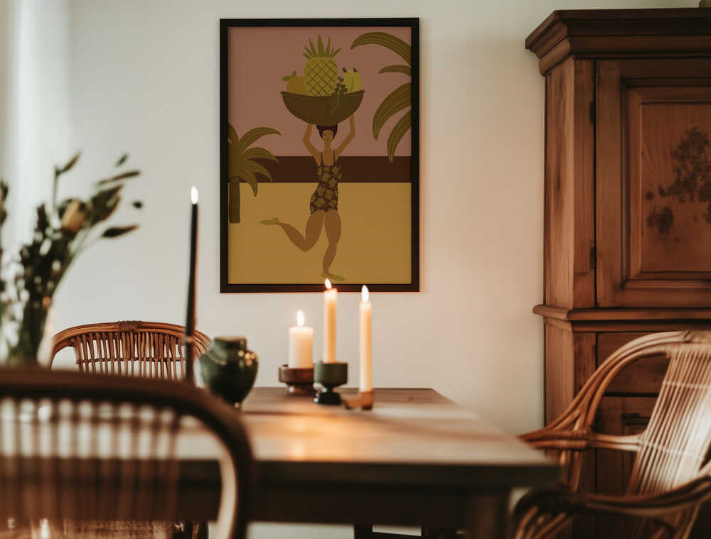 Tropical fruit at the beach Poster