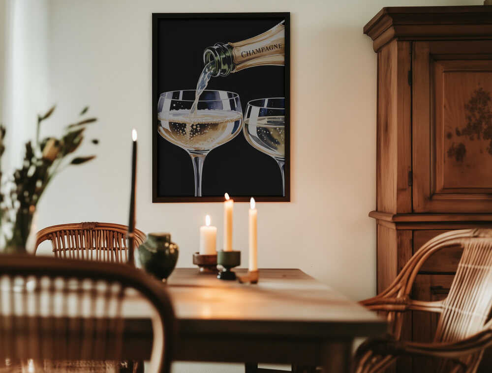 Pouring Champagne Poster
