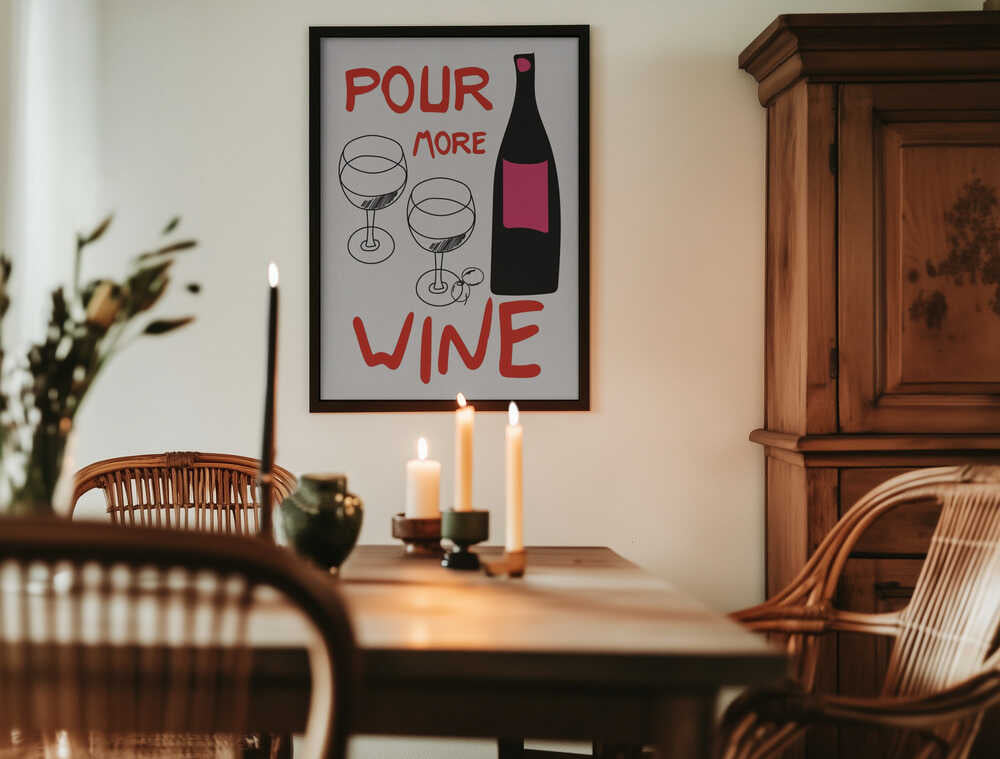 A4 Pour More Wine Pink 01.png Poster