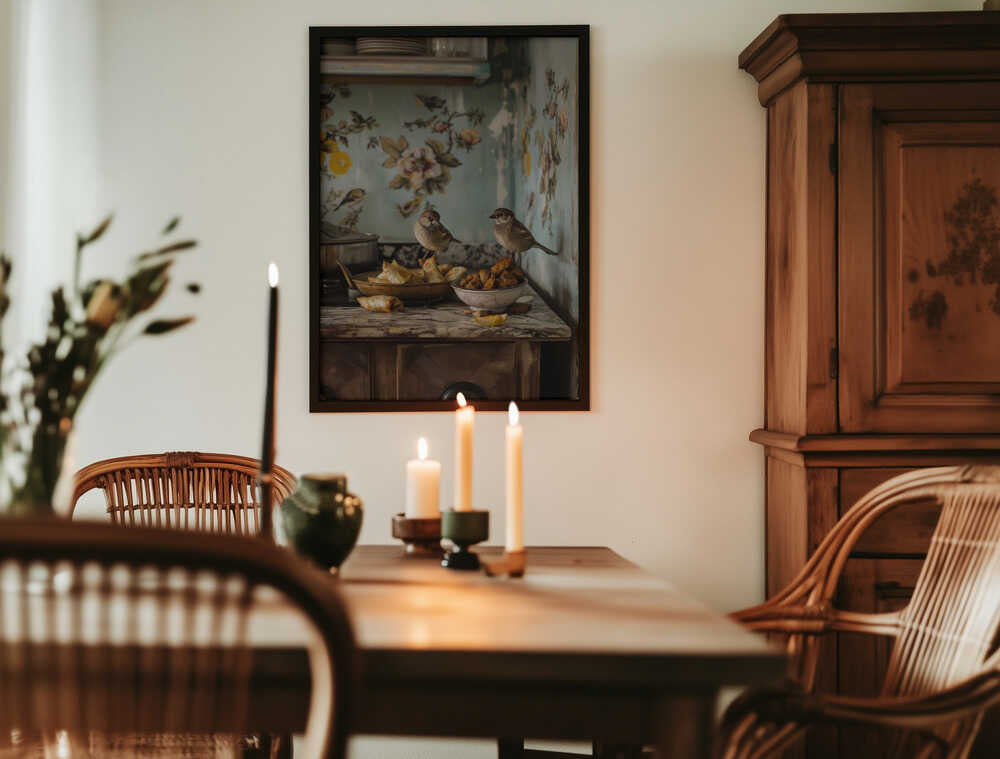 Sparrow Snack Time Poster