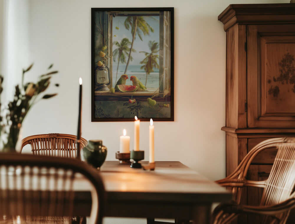 Tropical Lovebirds Poster