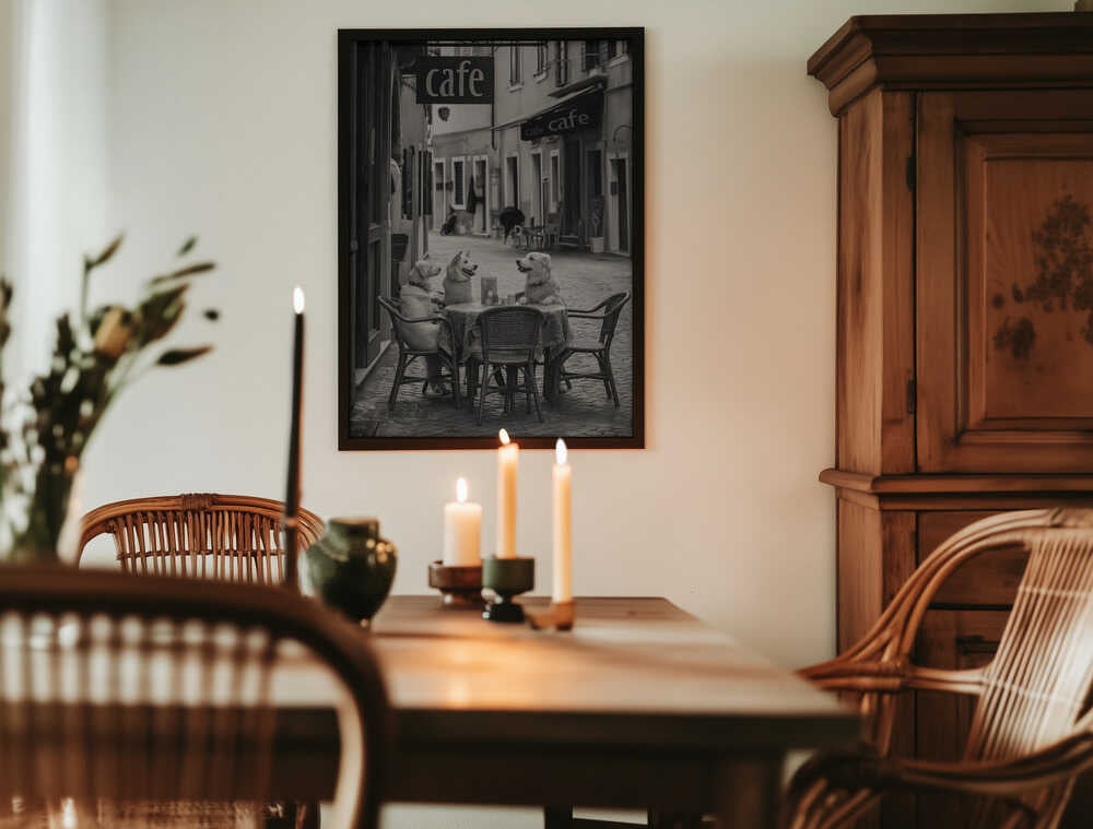 Café Morning Dogs Poster