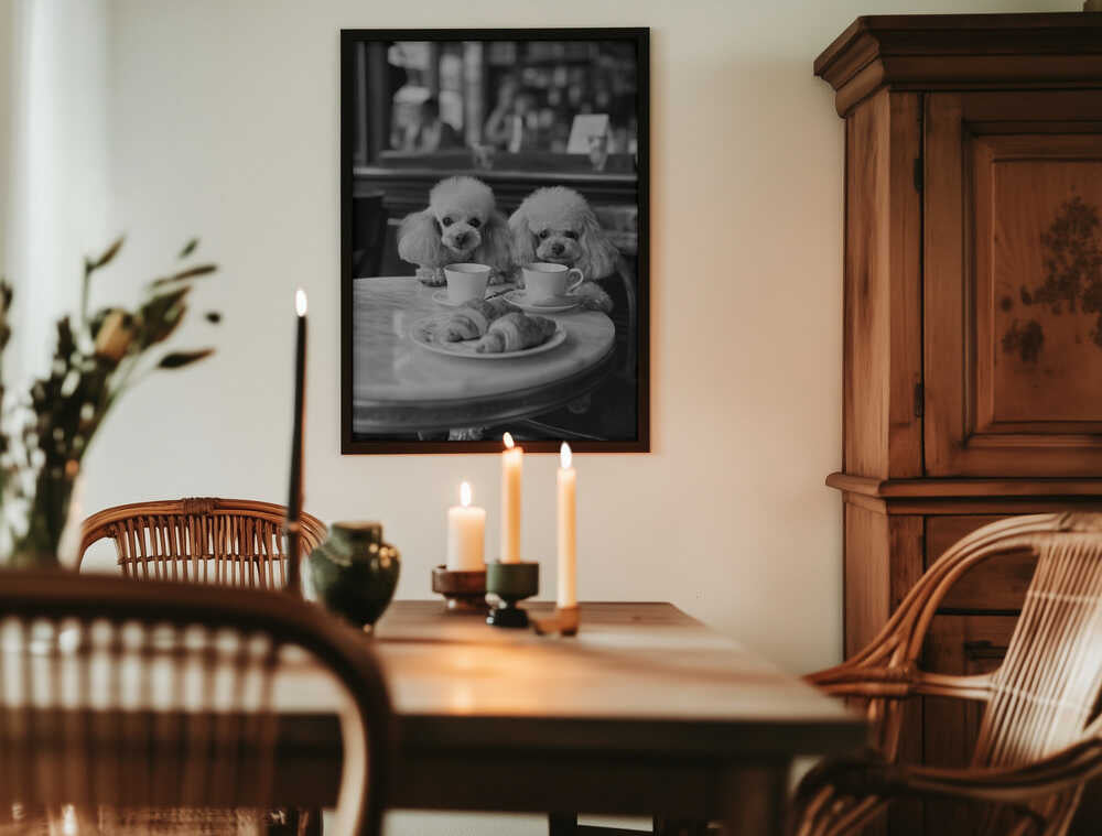 Poodles At the Café Poster