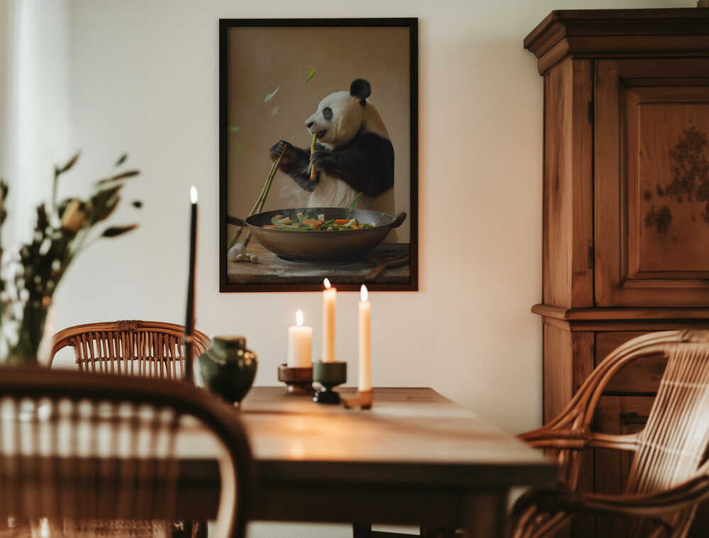 Panda Stir Fry Chef Poster