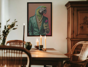 Parrot In Emerald Green Blazer Poster