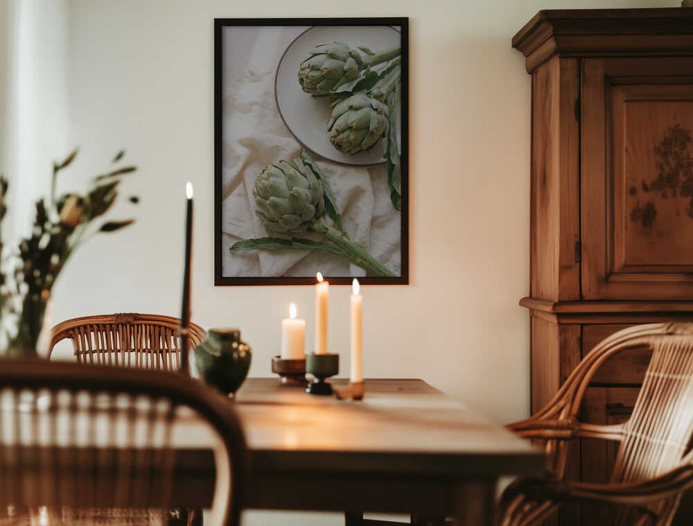 Three Fresh Artichokes Poster