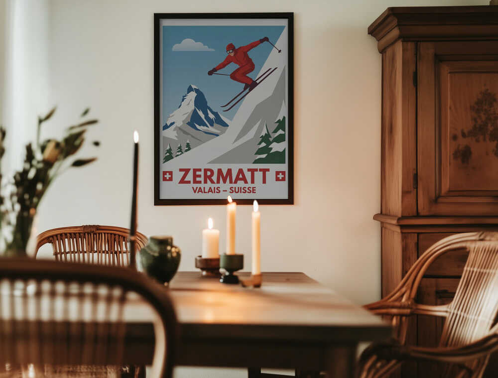 Zermatt Skiing Poster