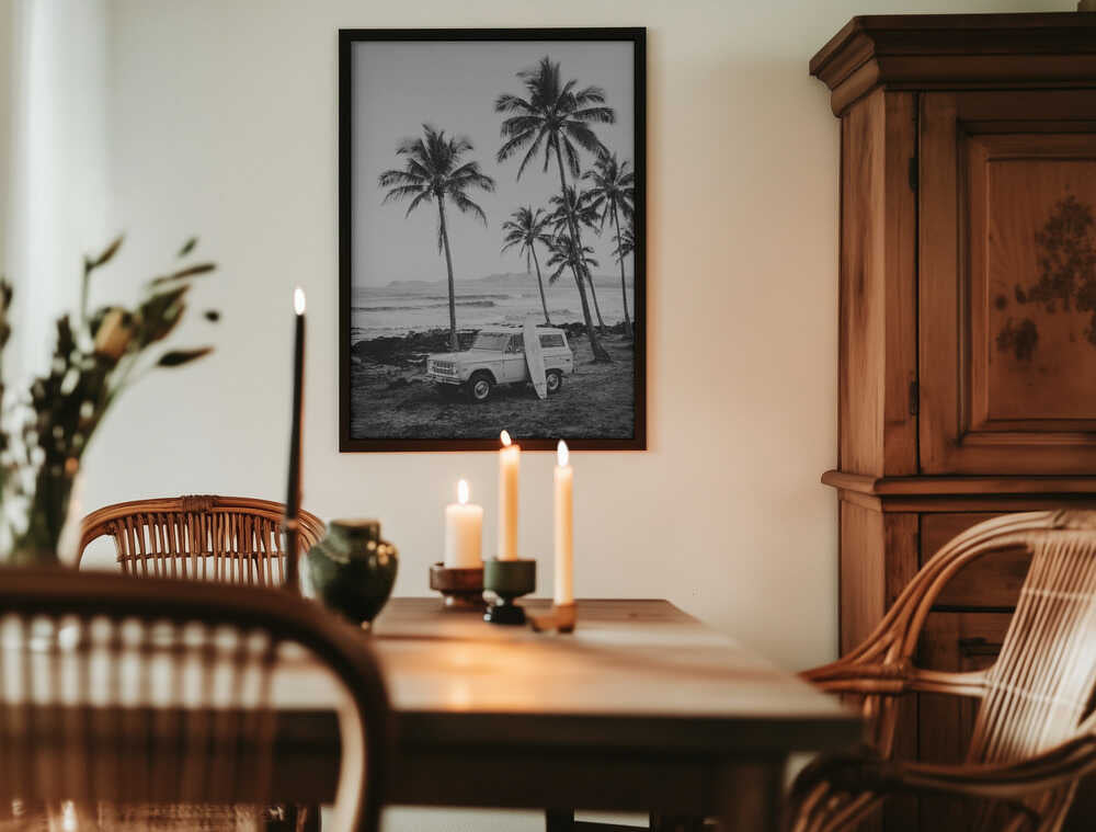 At the Beachbw Poster