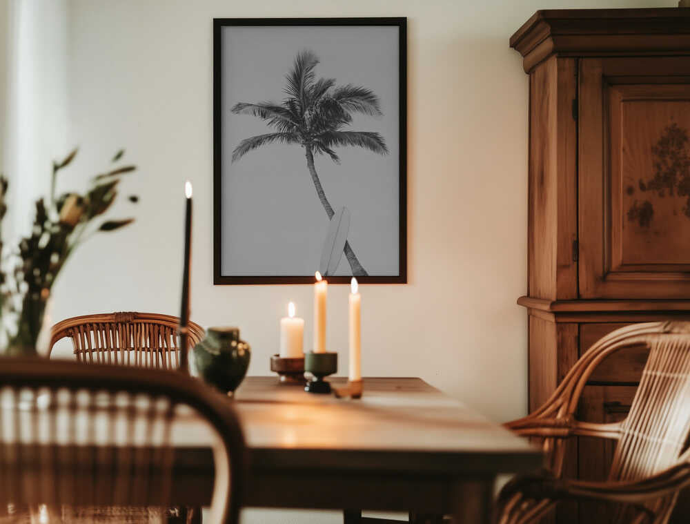 Palm Surfboard Poster