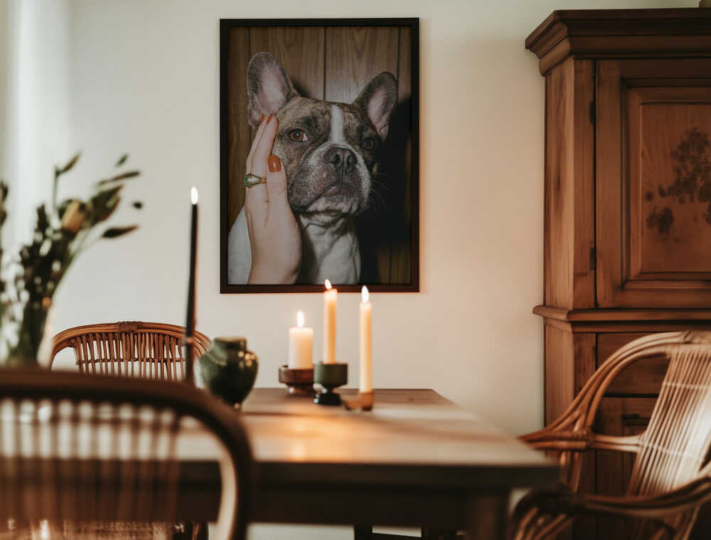 Petting a Frenchie Poster