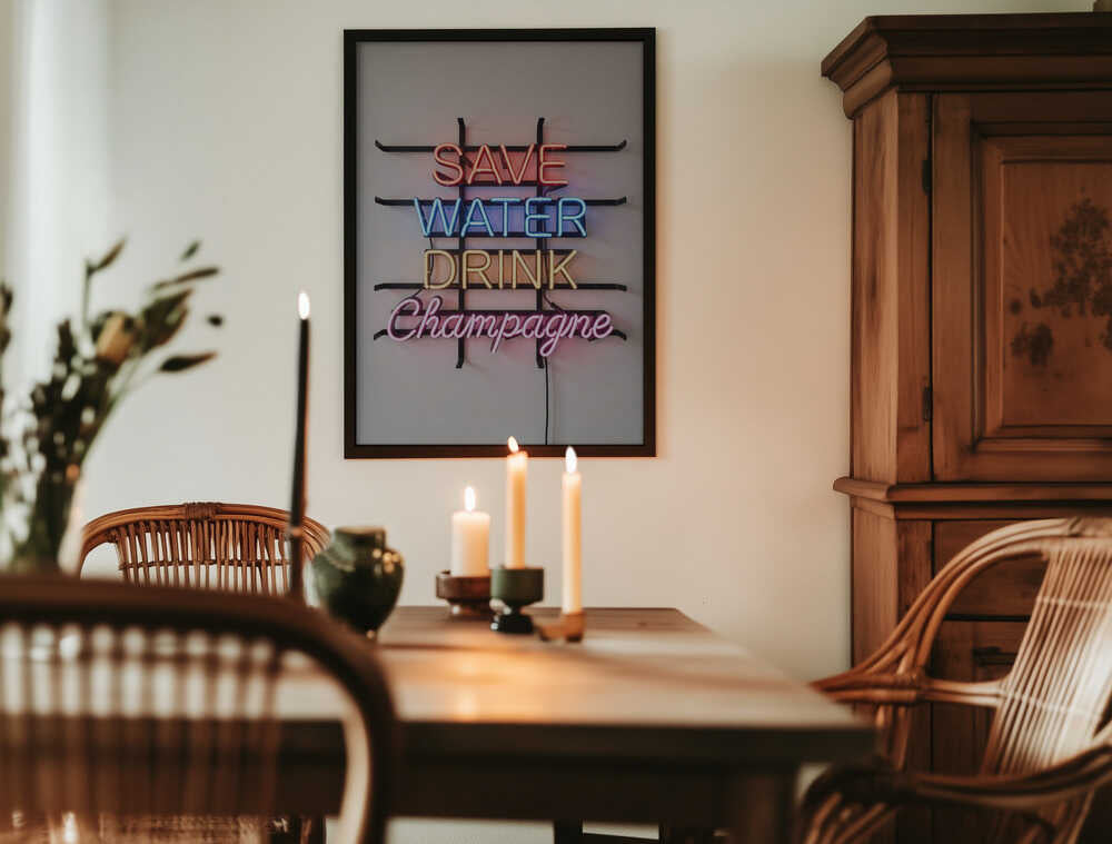 Save Water Neon Sign Poster