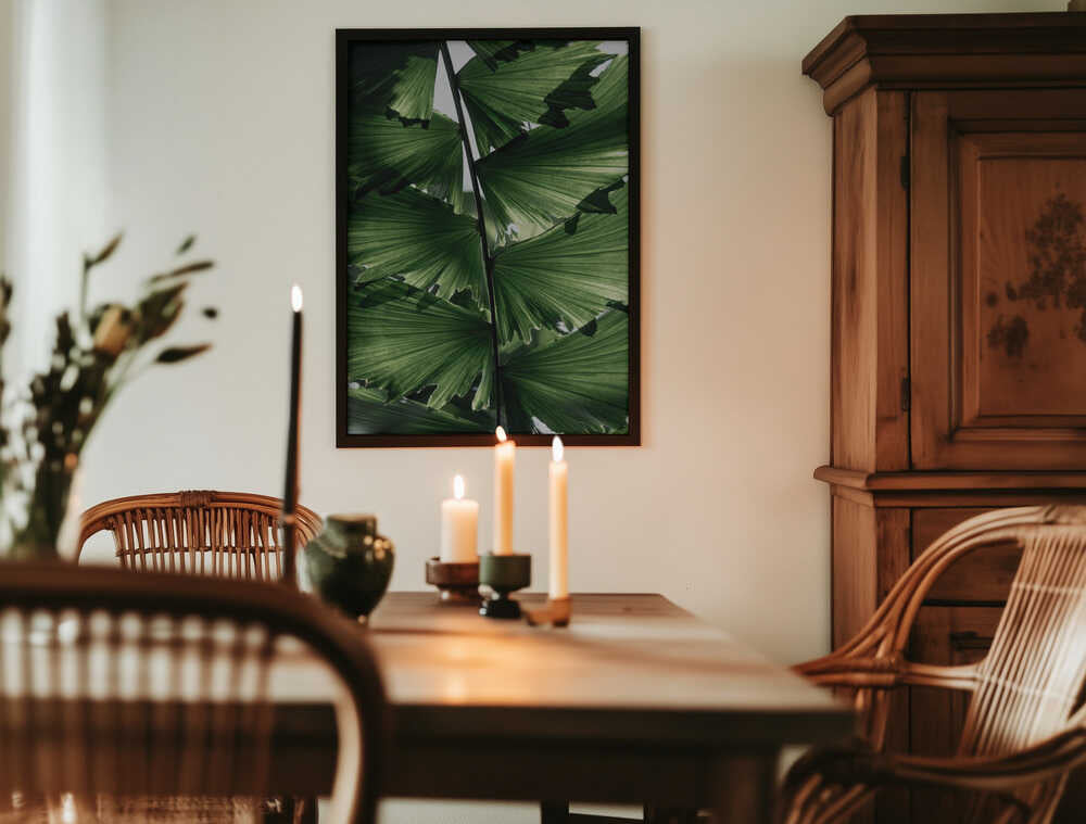 Tropical Green Palm Glow Poster
