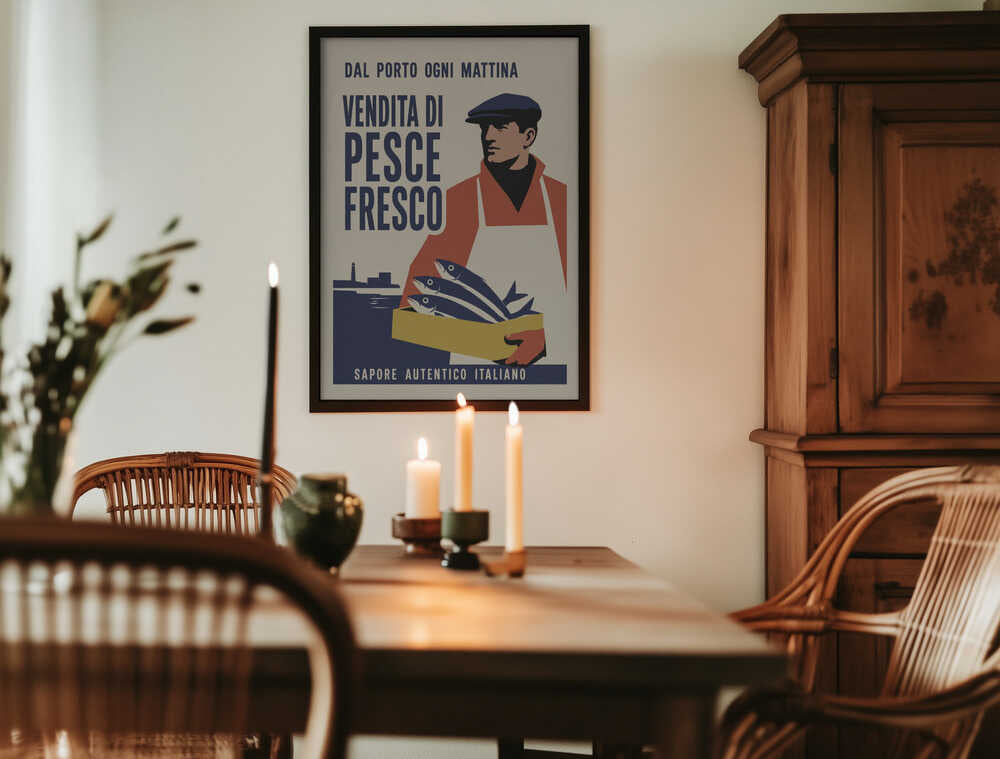 Italian Fish Market Poster