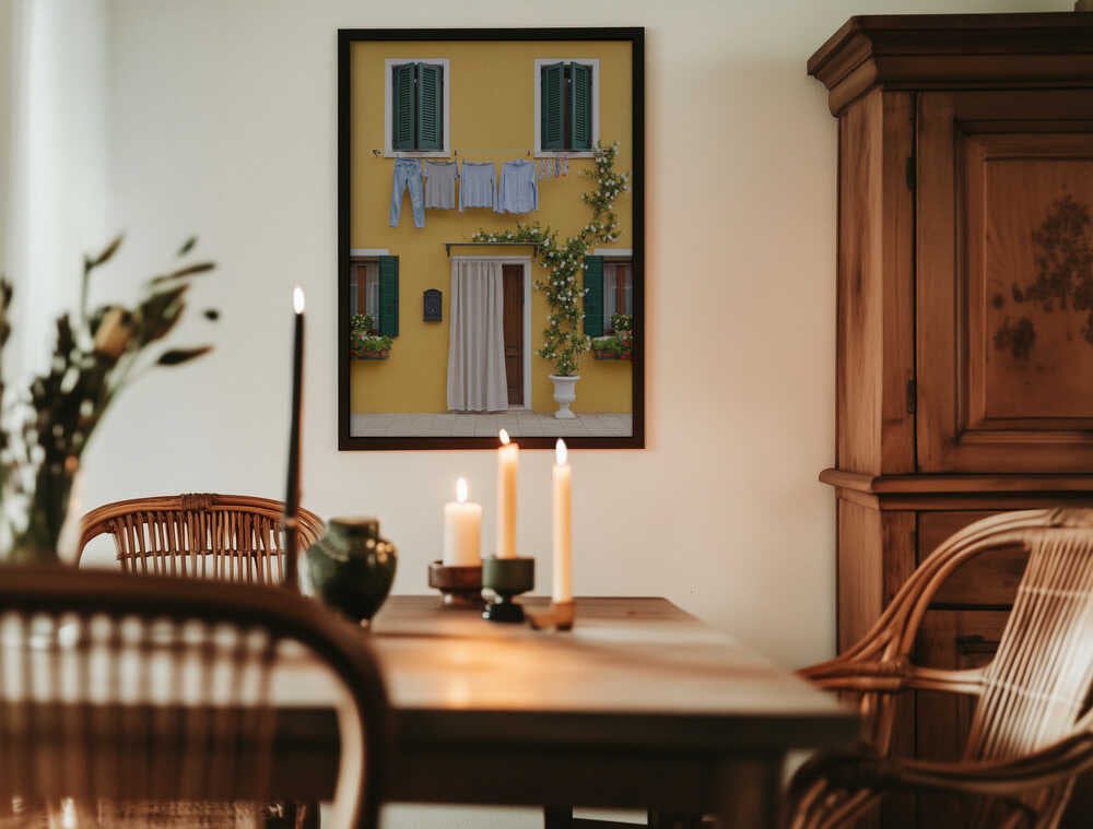 Yellow House Laundry Day Poster