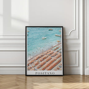 Positano Beach Travel Poster With Text - Corkframes.com