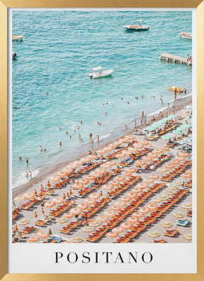 Positano Beach Travel Poster With Text - Corkframes.com