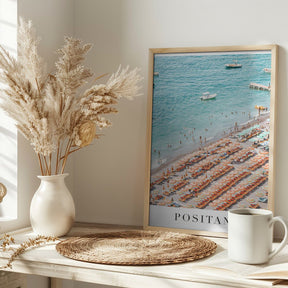 Positano Beach Travel Poster With Text - Corkframes.com