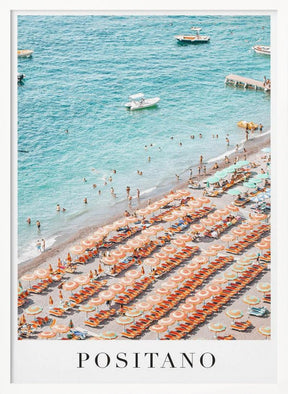 Positano Beach Travel Poster With Text - Corkframes.com