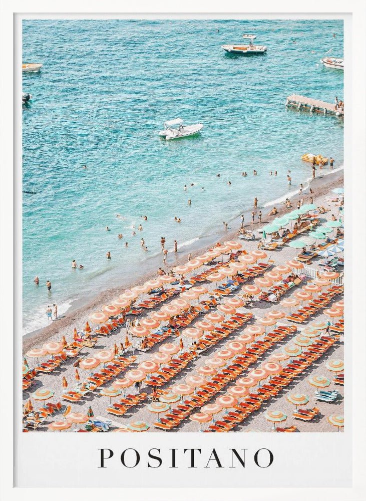 Positano Beach Travel Poster With Text - Corkframes.com