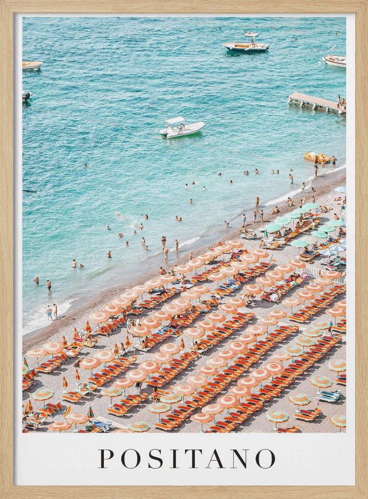 Positano Beach Travel Poster With Text - Corkframes.com