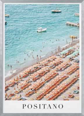 Positano Beach Travel Poster With Text - Corkframes.com