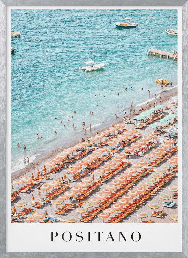 Positano Beach Travel Poster With Text - Corkframes.com