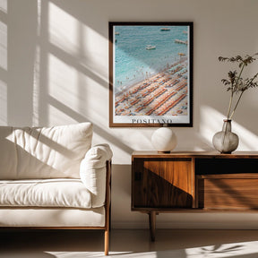 Positano Beach Travel Poster With Text - Corkframes.com