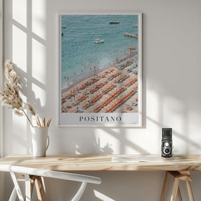 Positano Beach Travel Poster With Text - Corkframes.com