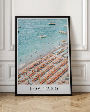 Positano Beach Travel Poster With Text - Corkframes.com