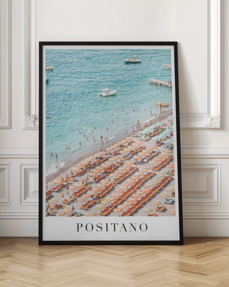 Positano Beach Travel Poster With Text - Corkframes.com