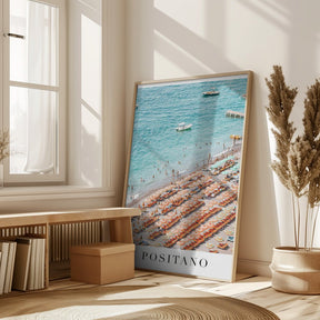 Positano Beach Travel Poster With Text - Corkframes.com