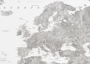 Gray watercolor Europe map Poster