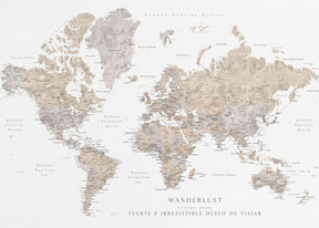 Wanderlust world map in spanish Poster