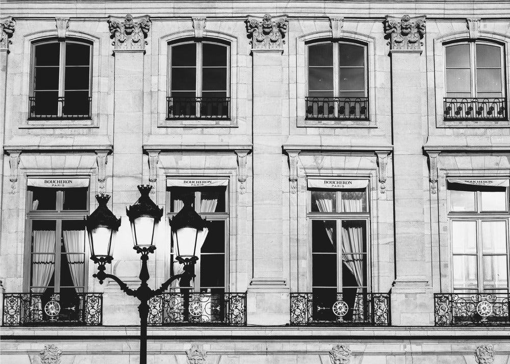 Paris Lamps Black And White Poster