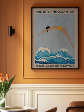 Into the Ocean (blue) Standard Wall Art Poster