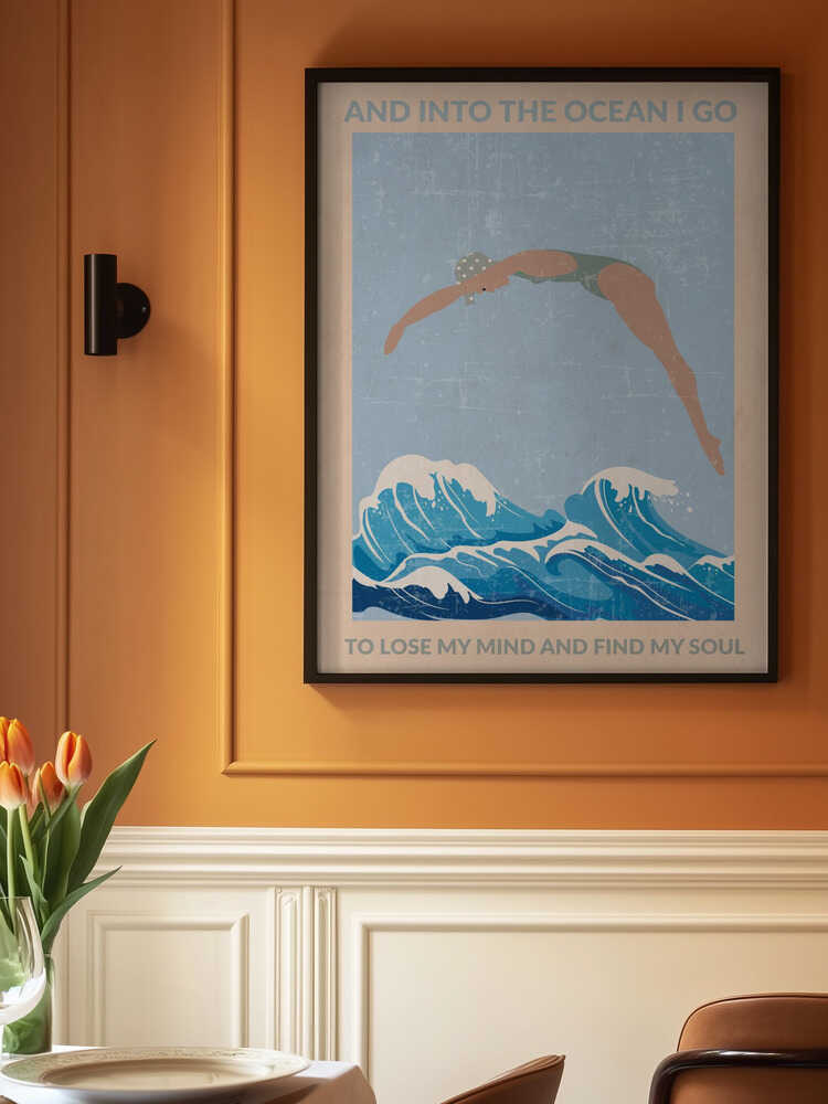 Into the Ocean I Go (grey) Poster